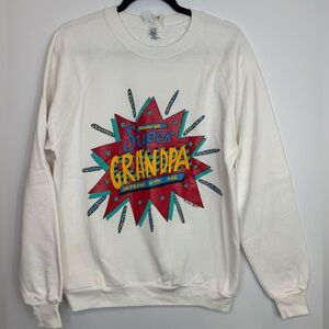 Vintage Ken Done Sweatshirt Mens One Size white Super Grandpa